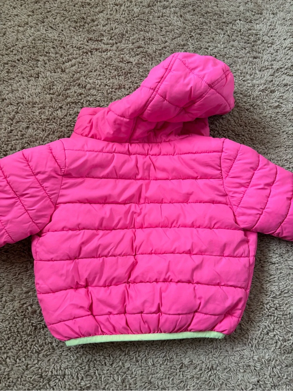 Nike Kids Bright Pink Puffer Jacket with Neon Green Trim